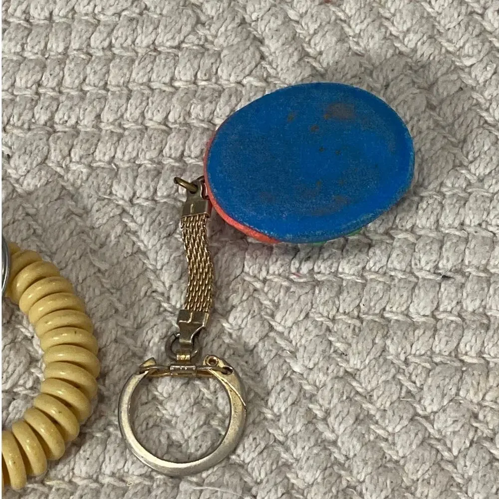 Vintage Keychain Lot 70s 80s Novelty Flocked Frogs Spiral Coil New Holland